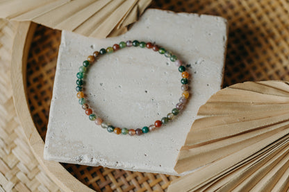 Armband mit bunten Achat Edelstein Perlen (4 mm)