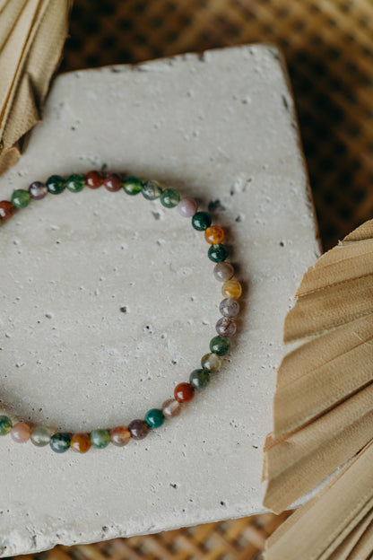 Armband mit bunten Achat Edelstein Perlen (4 mm)