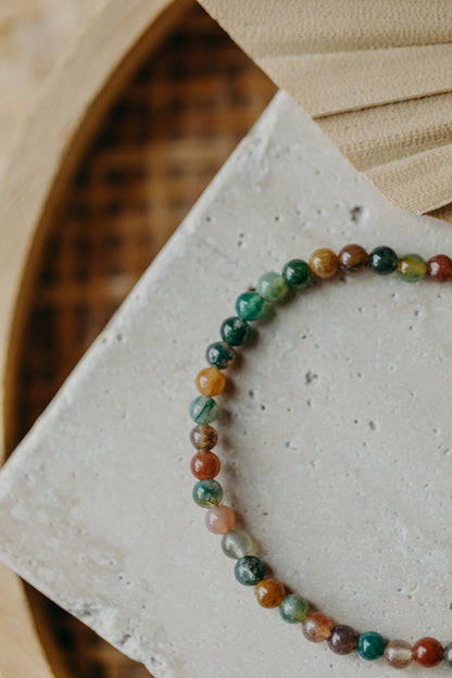 Armband mit bunten Achat Edelstein Perlen (4 mm)