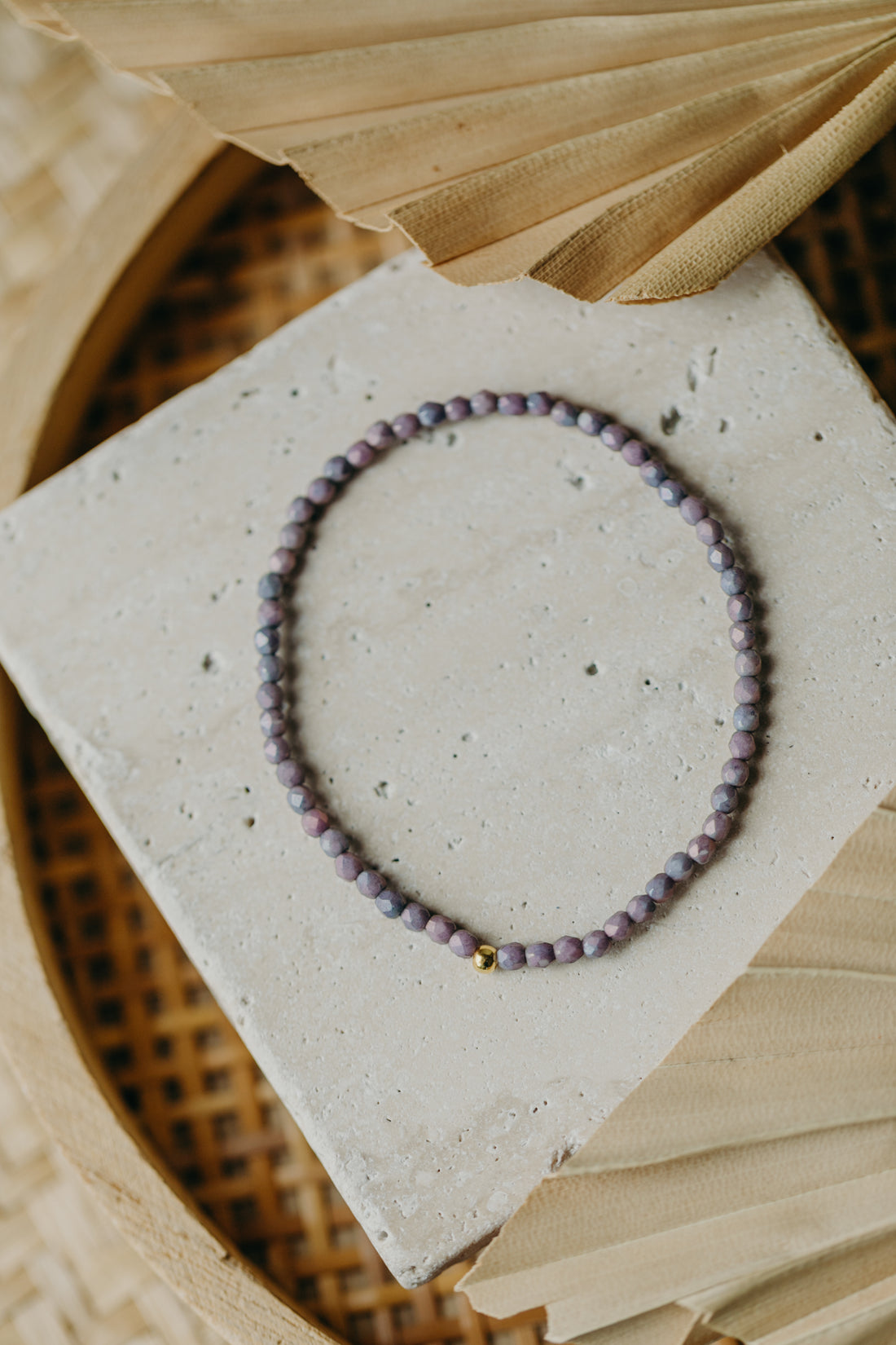 two-tone glass bead bracelet blue &amp;amp; cream