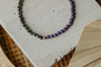 two-tone glass bead bracelet blue &amp;amp; cream