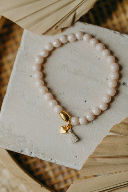 two-tone glass bead bracelet blue &amp;amp; cream