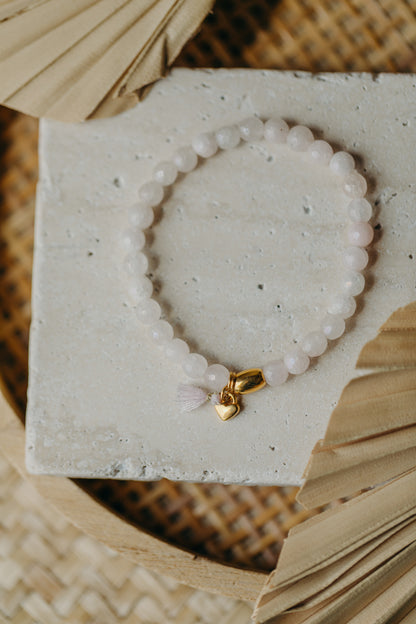 two-tone glass bead bracelet blue &amp;amp; cream