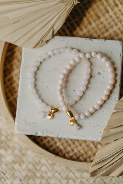 two-tone glass bead bracelet blue &amp;amp; cream