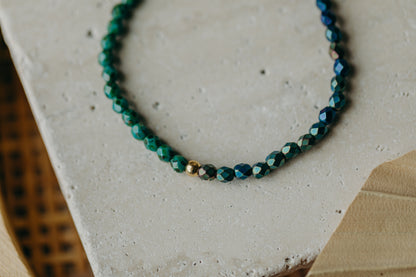 two-tone glass bead bracelet blue &amp;amp; cream