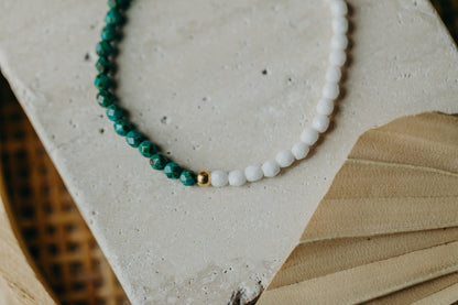 two-tone glass bead bracelet blue &amp;amp; cream