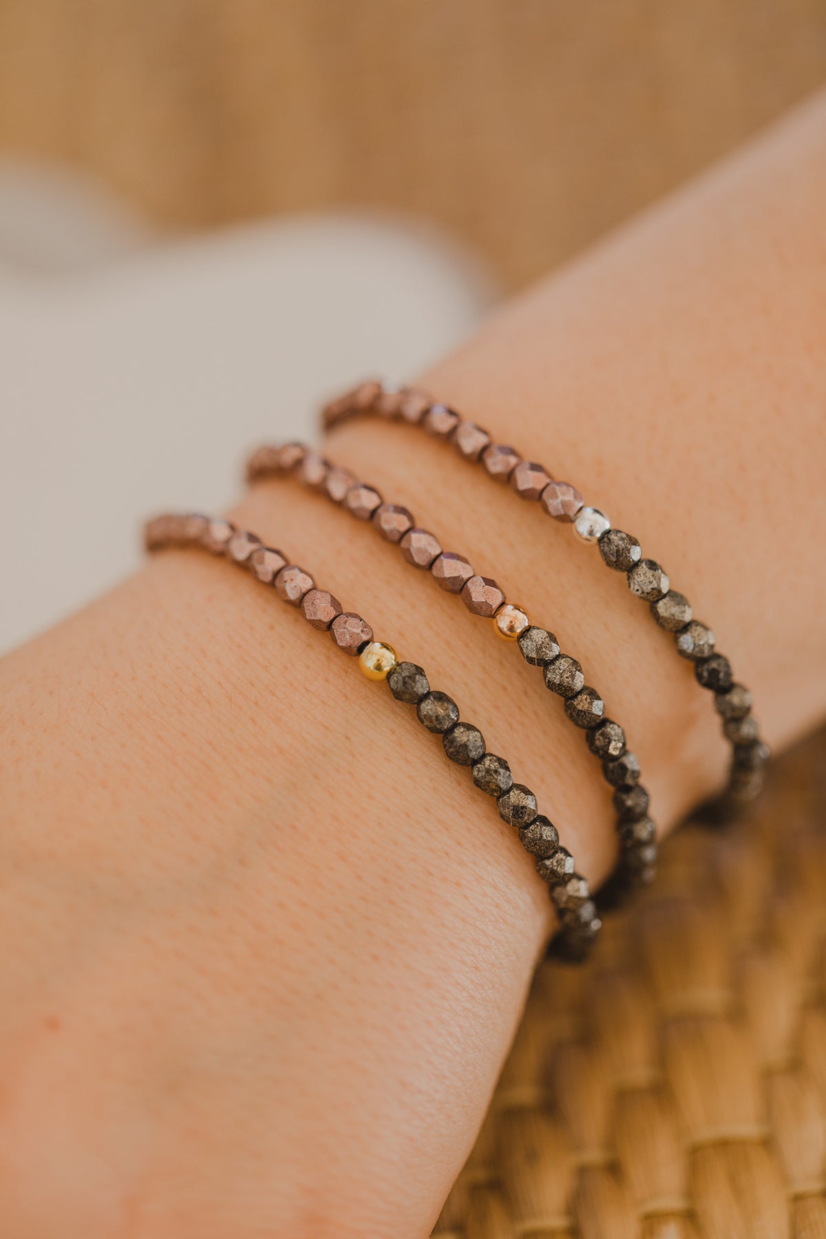 Glasperlenarmband rosa &amp; braun