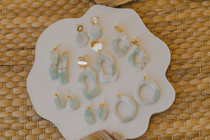 rechteckige lange Polymer Ton Ohrringe in hellem türkis