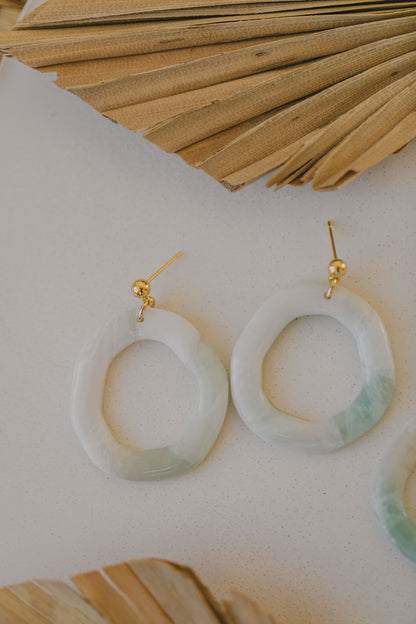 Polymer clay earrings in light green