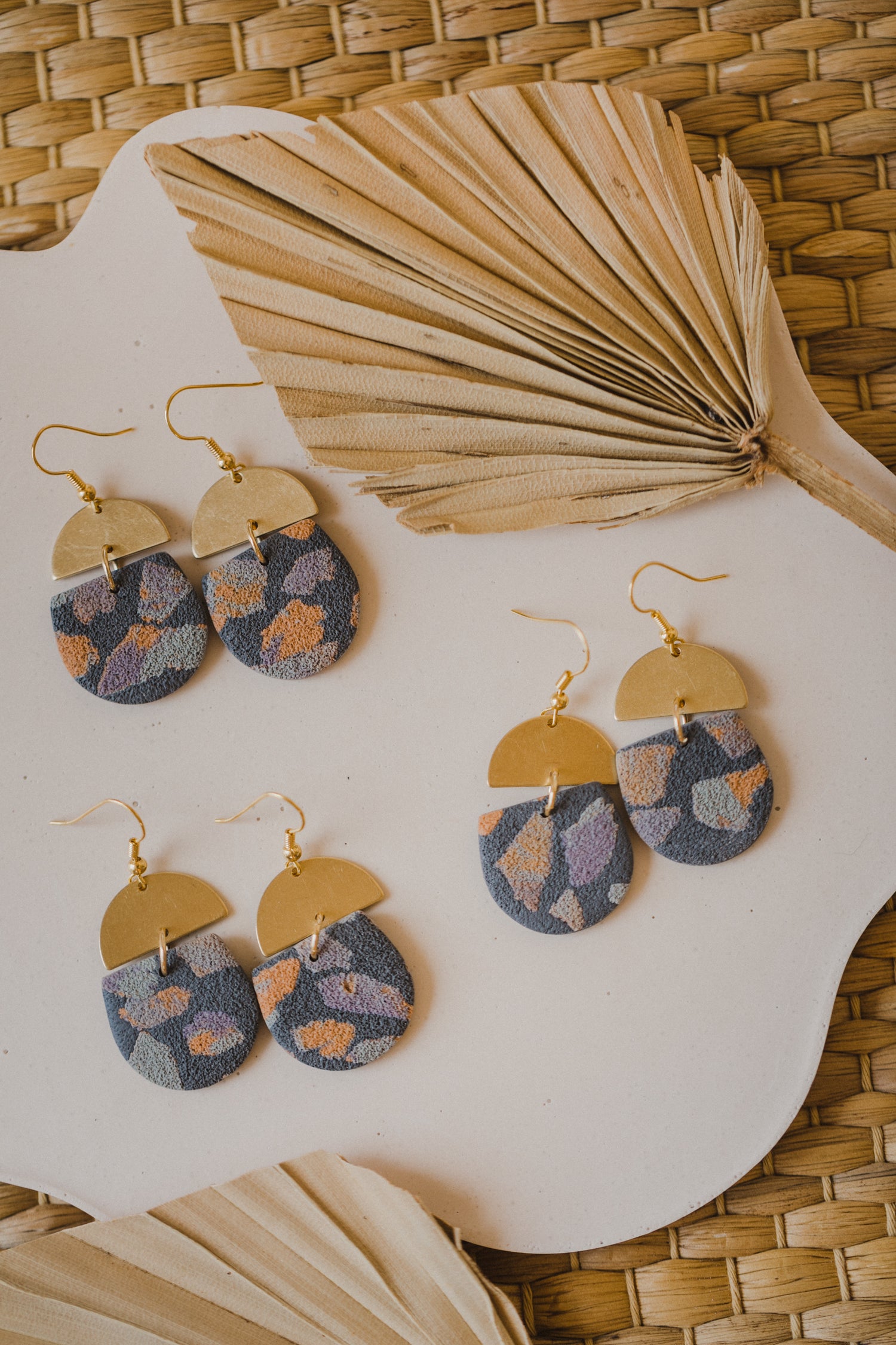 Polymer Clay Earring in Eucalyptus Green