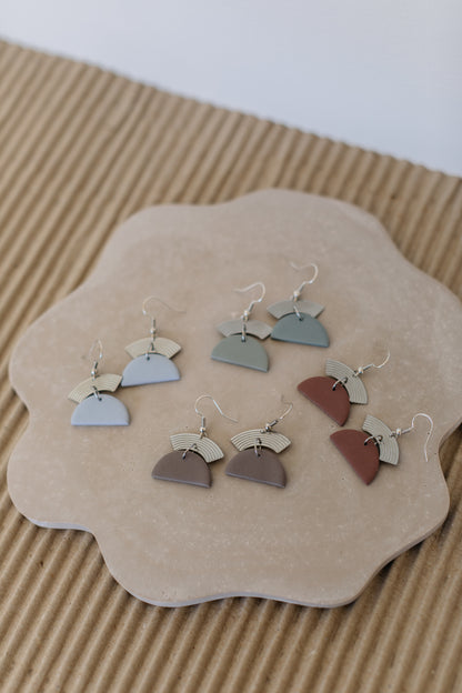 Francesca - Polymer clay earrings in orange, light purple and red