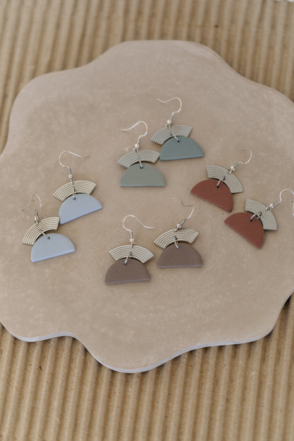 Francesca - Polymer clay earrings in orange, light purple and red