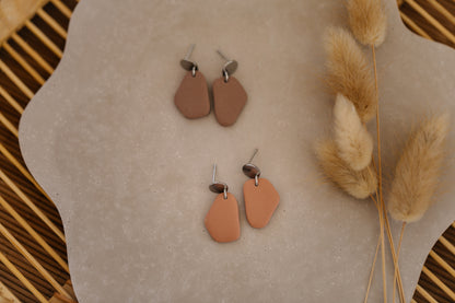 Francesca - Polymer clay earrings in orange, light purple and red