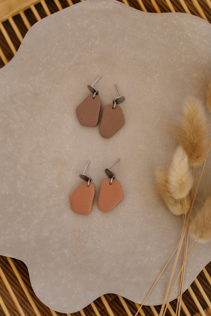 Francesca - Polymer clay earrings in orange, light purple and red
