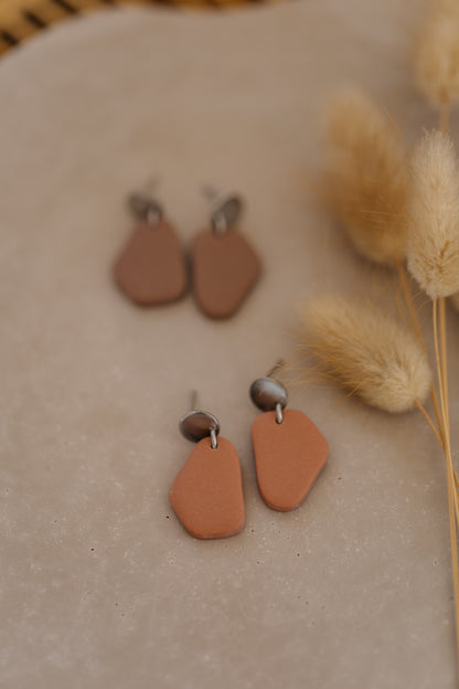 Francesca - Polymer clay earrings in orange, light purple and red