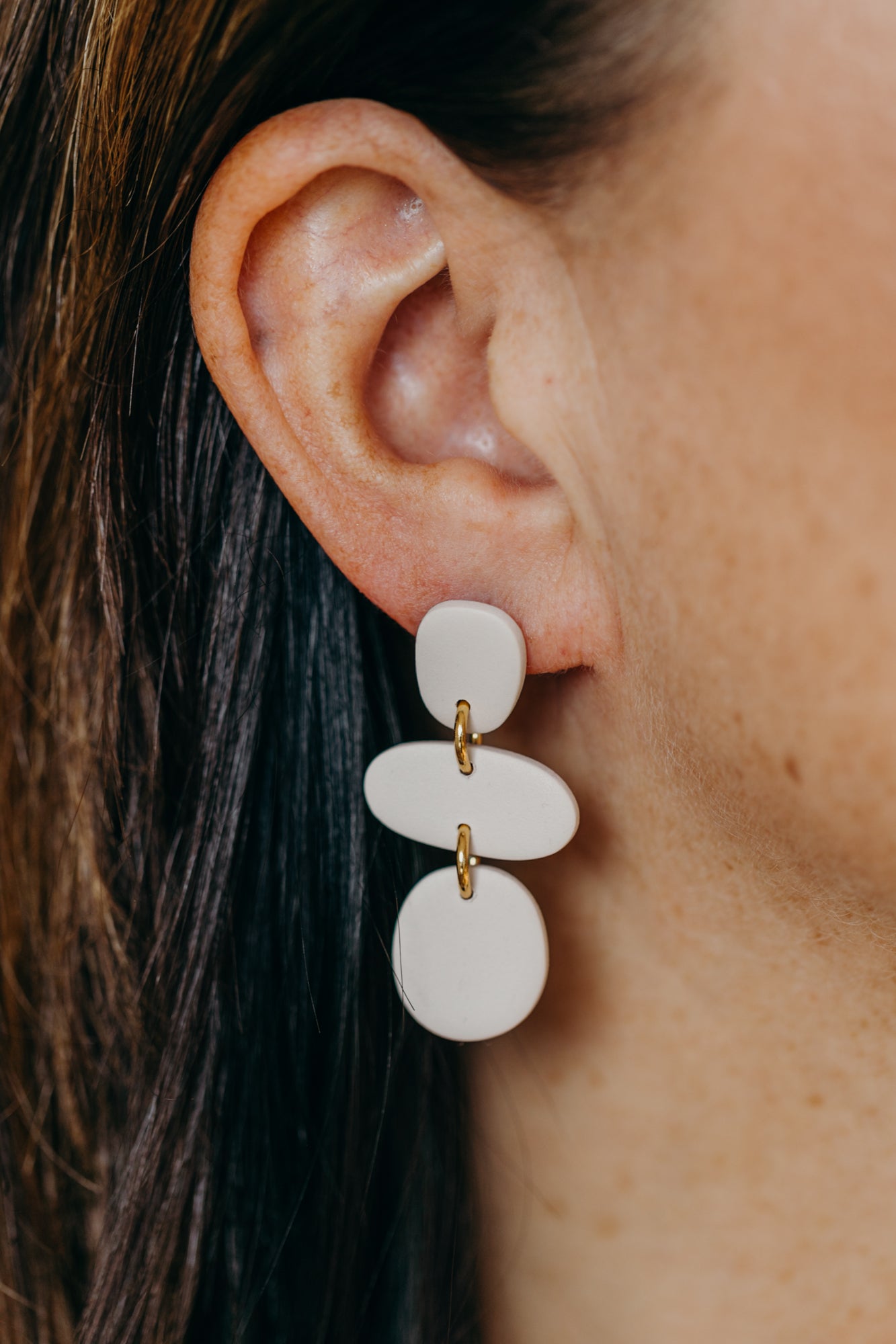 YARA - three-piece black polymer clay earrings