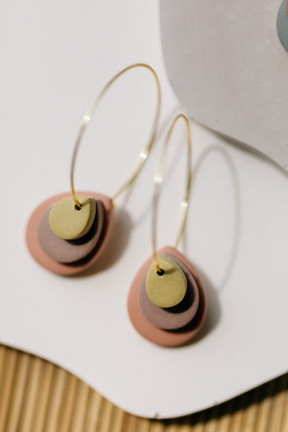 DONNA  - Creole mit drei Tropfen aus  Polymer Ton