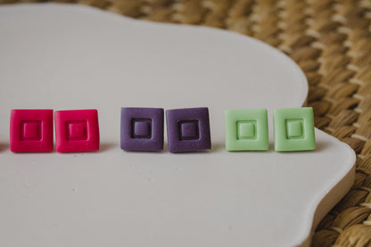 SONA - eckige Neon Ohrstecker aus Polymer Ton