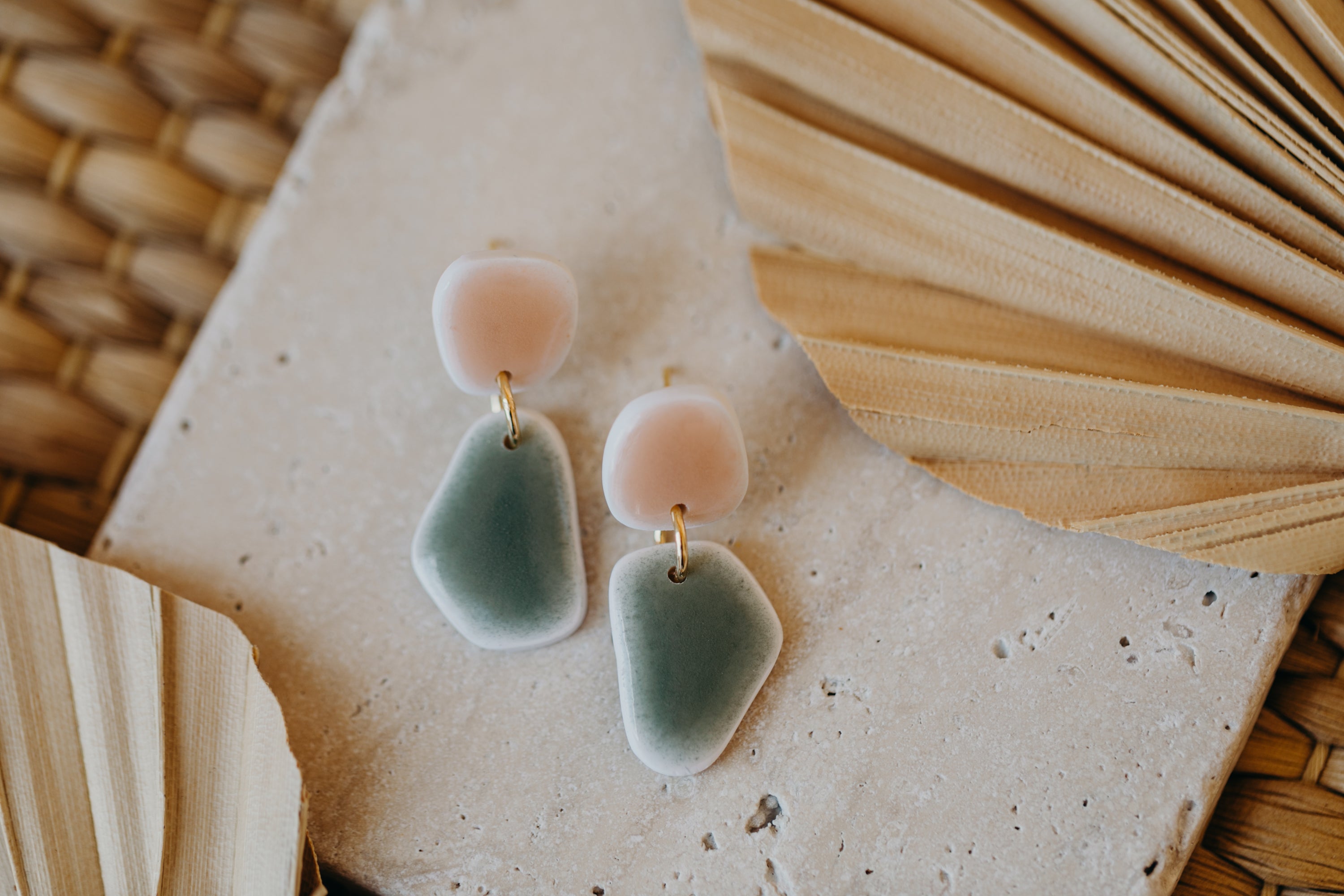 two-tone polymer clay earrings ceramic look