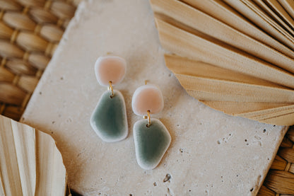 two-tone polymer clay earrings ceramic look