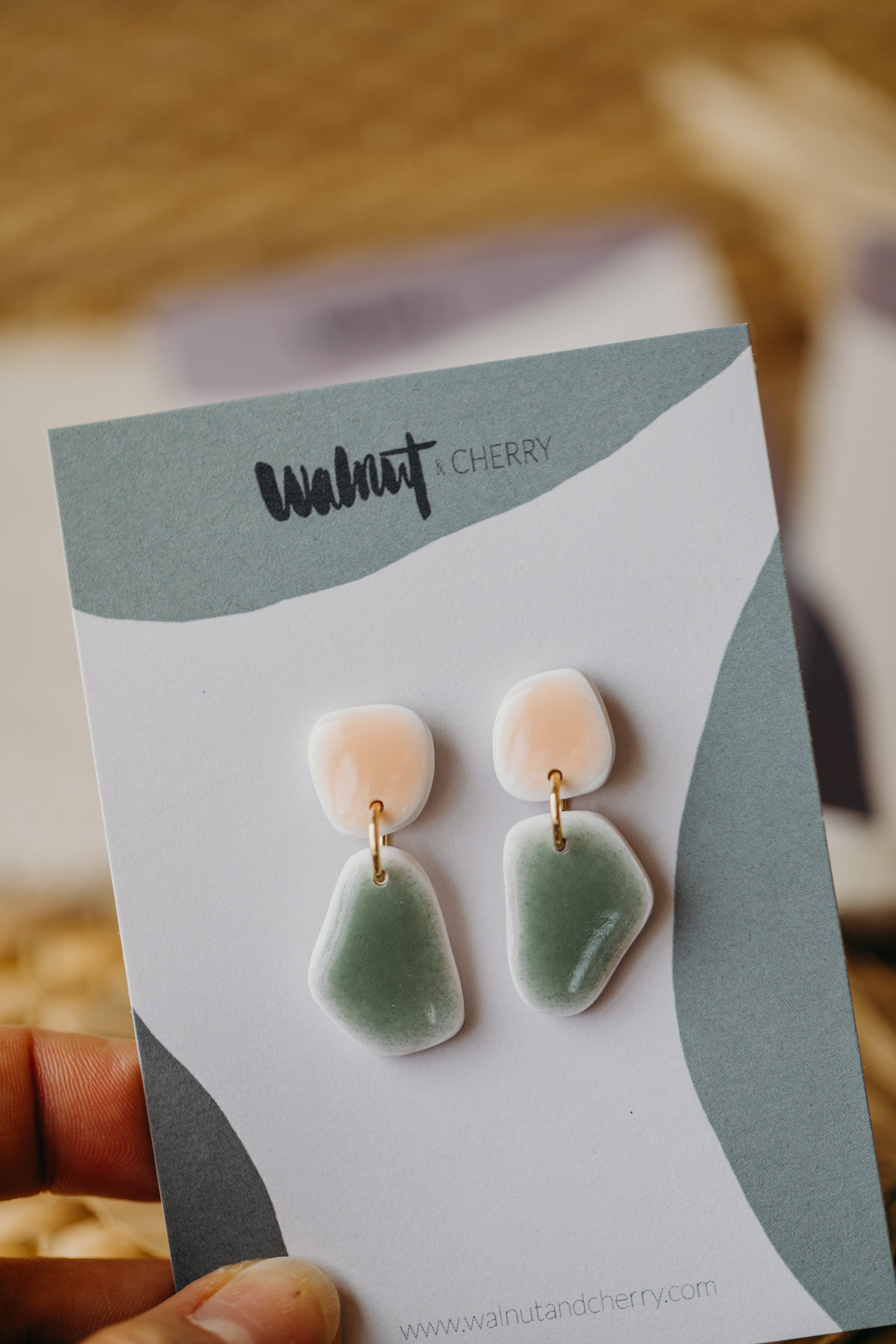 two-tone polymer clay earrings ceramic look