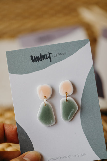 two-tone polymer clay earrings ceramic look