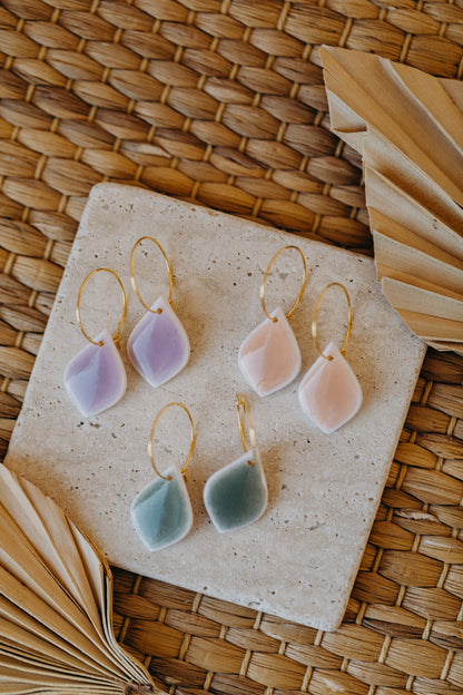 ISABELLA - Hoop earrings with polymer clay drop-shaped earrings in ceramic look
