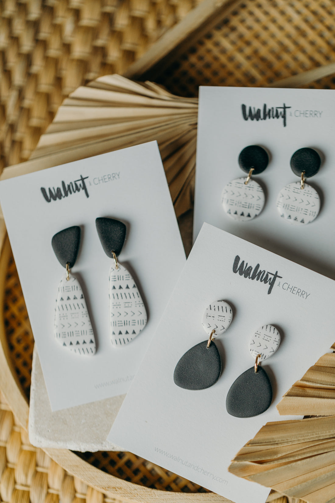 black and white polymer clay earrings
