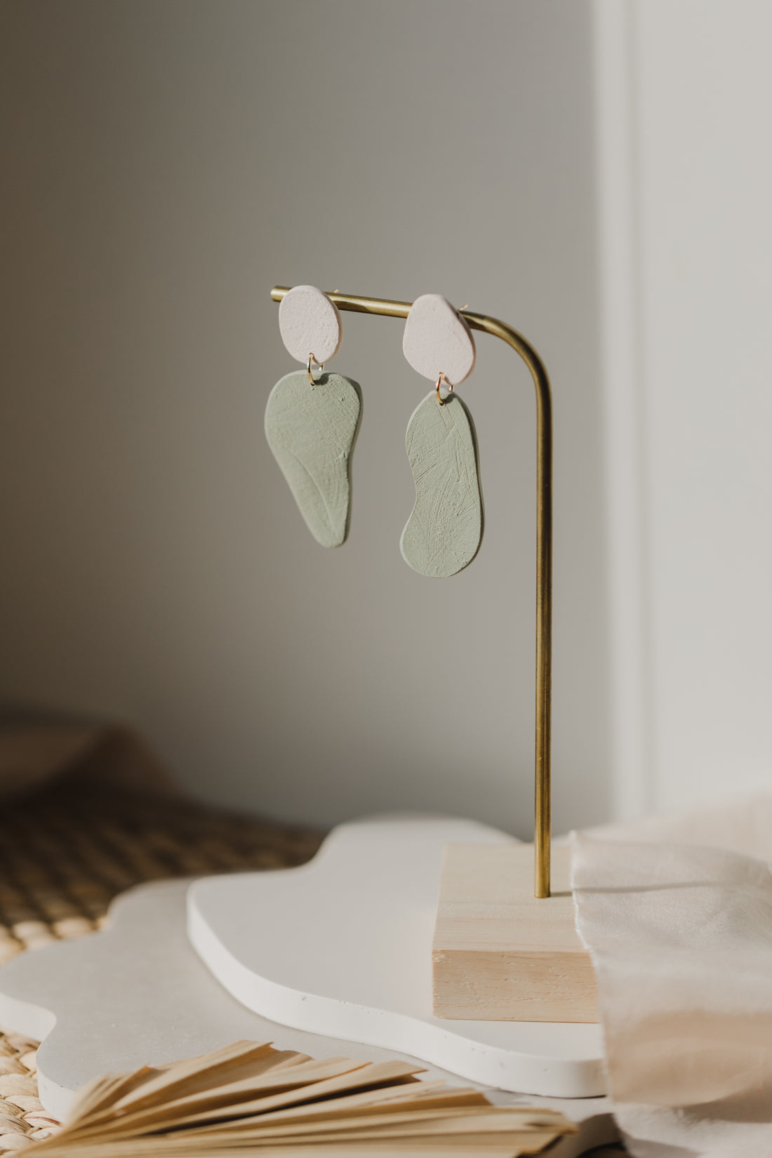 round earrings made of polymer clay in autumn colors