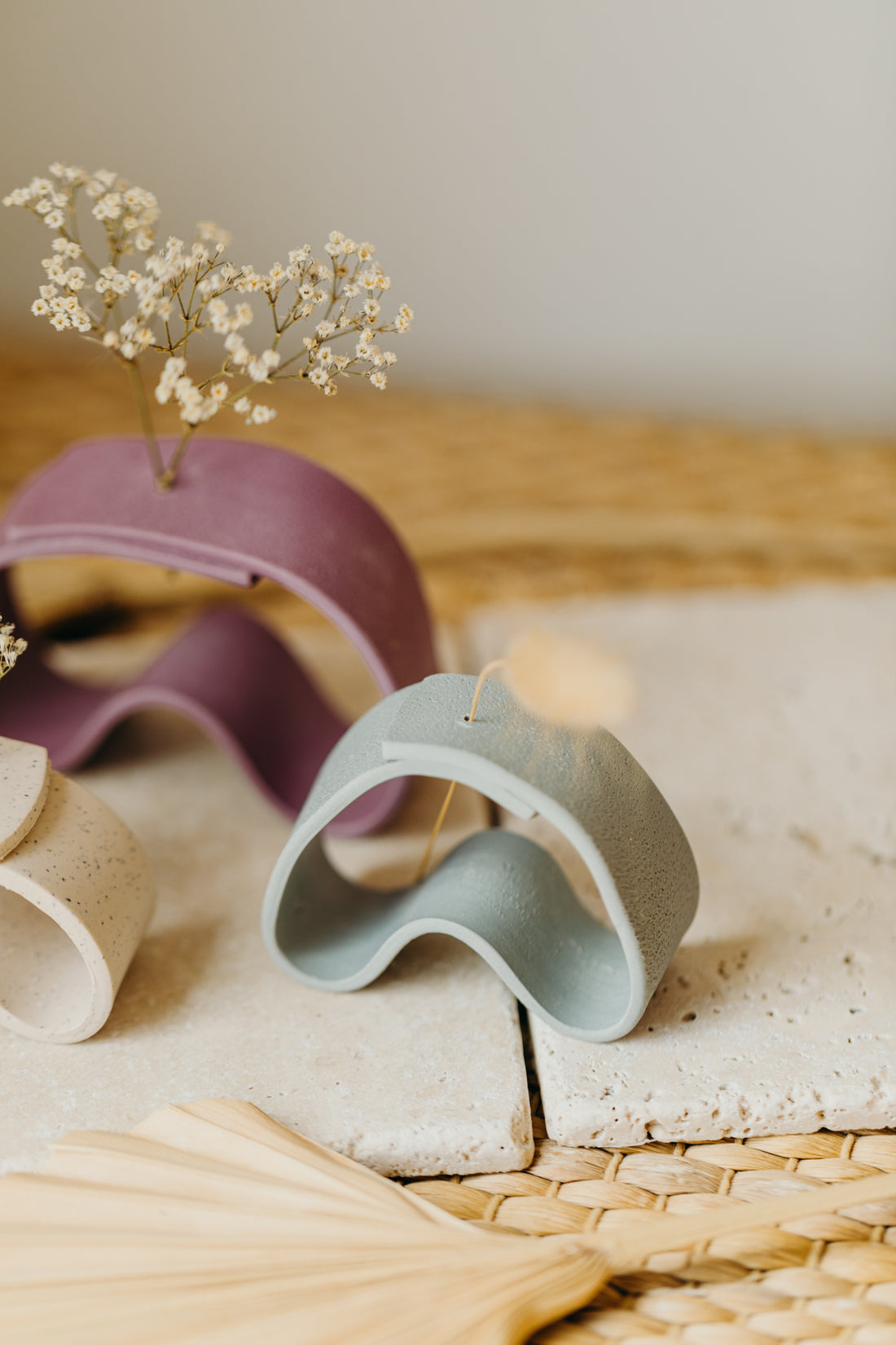 Polymer clay vase, mint