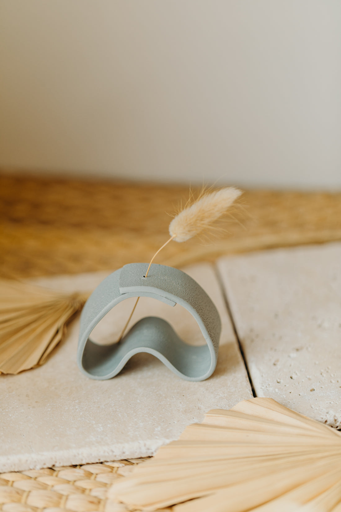 Polymer clay vase, mint