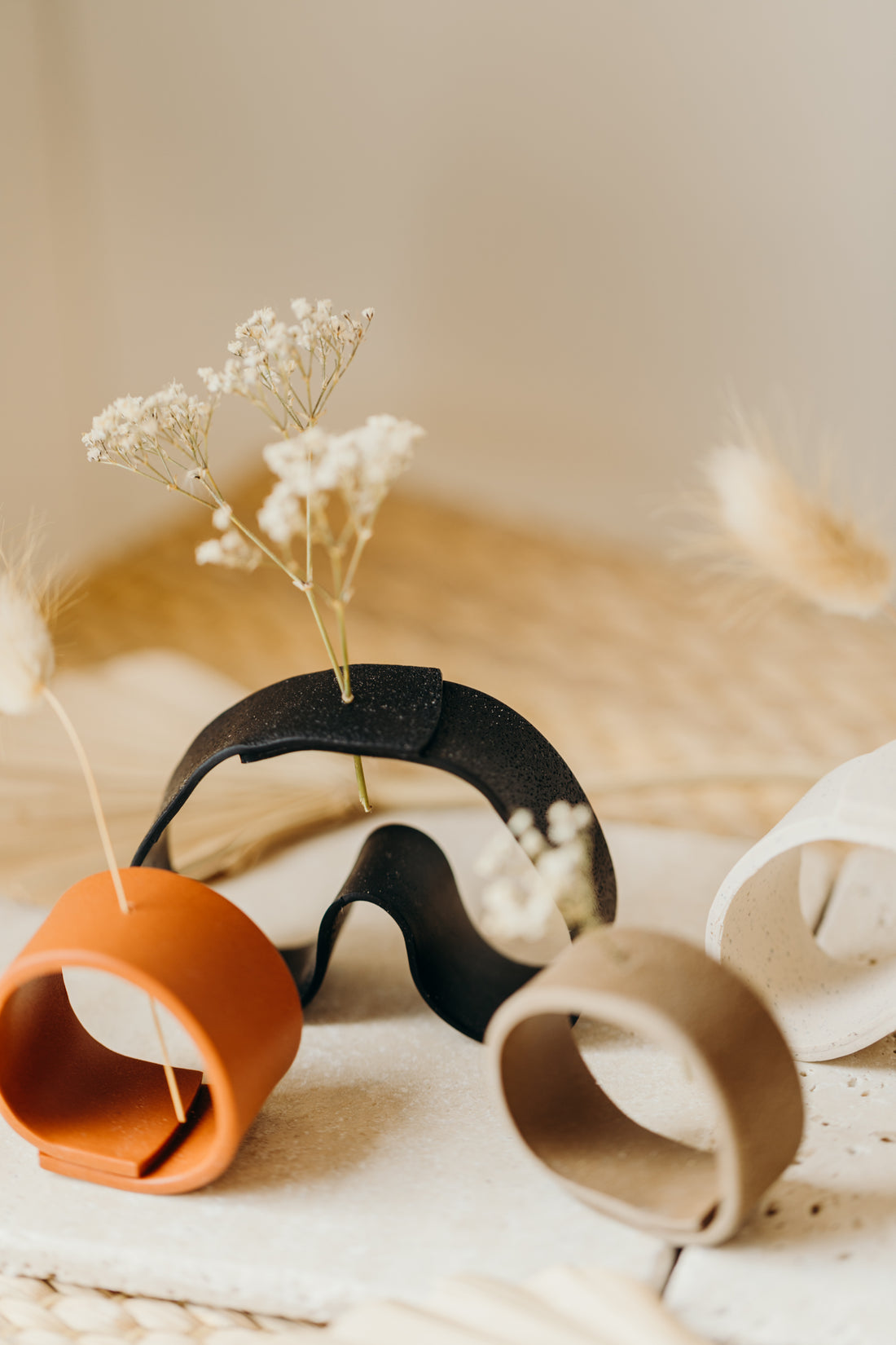 Polymer clay vase, brown