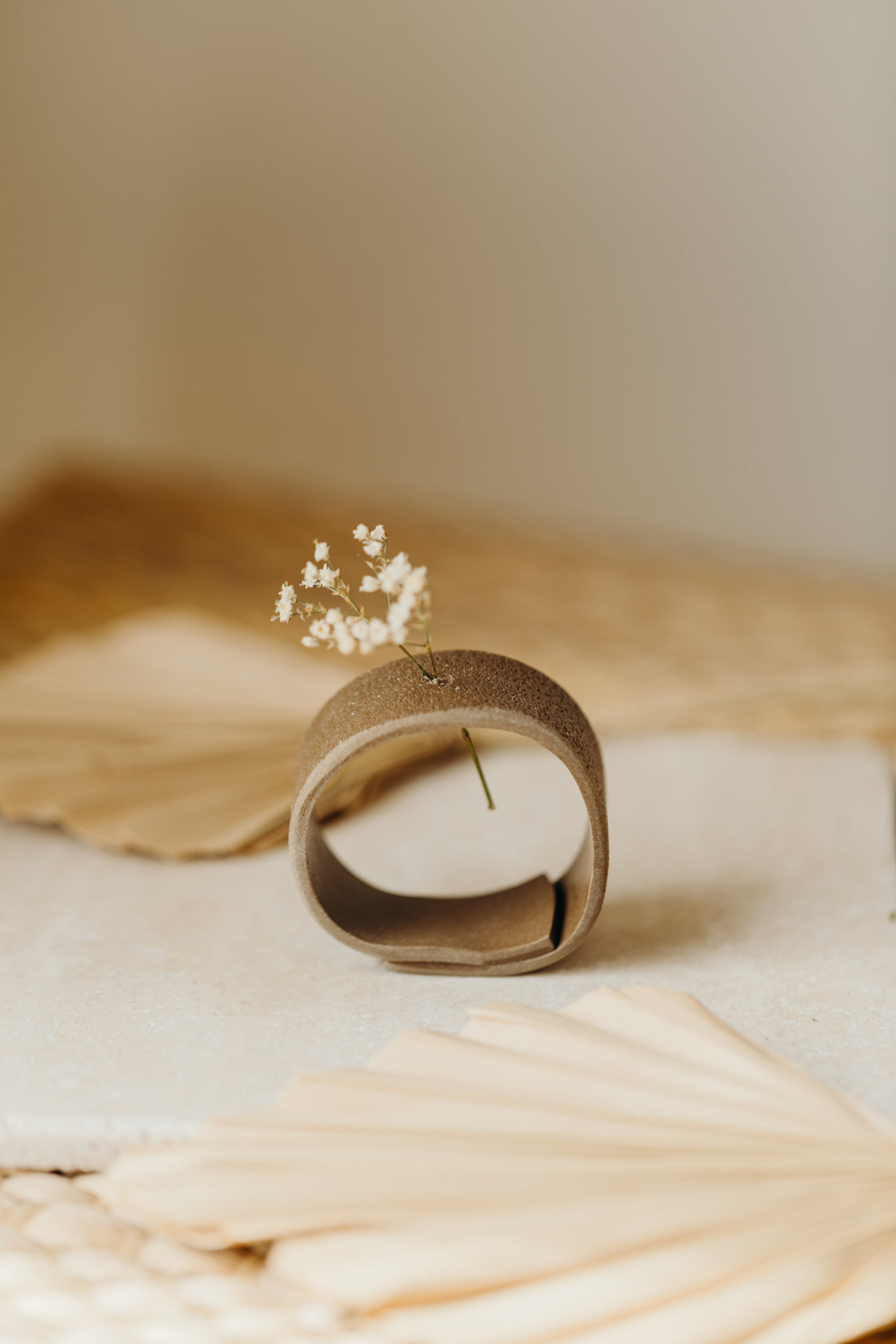 Polymer clay vase, brown