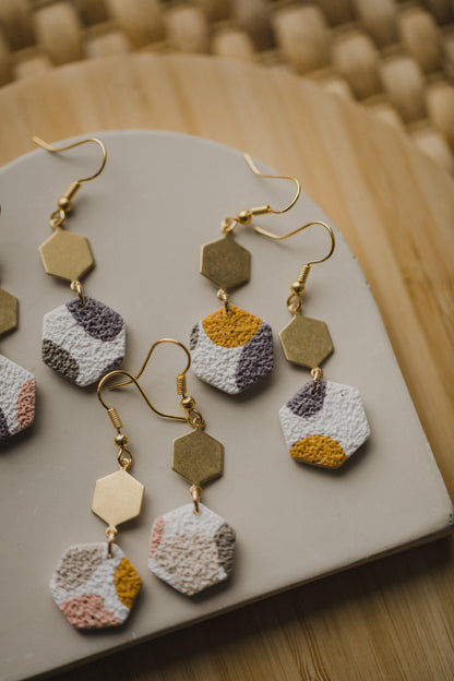 Bunte secheckige Terrazzo Ohrringe aus  Polymer Ton