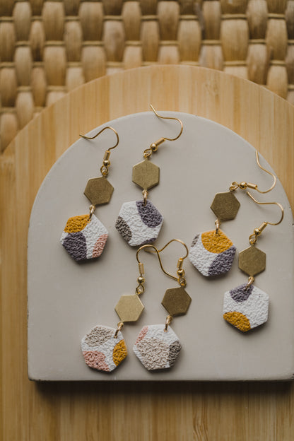 Bunte secheckige Terrazzo Ohrringe aus  Polymer Ton