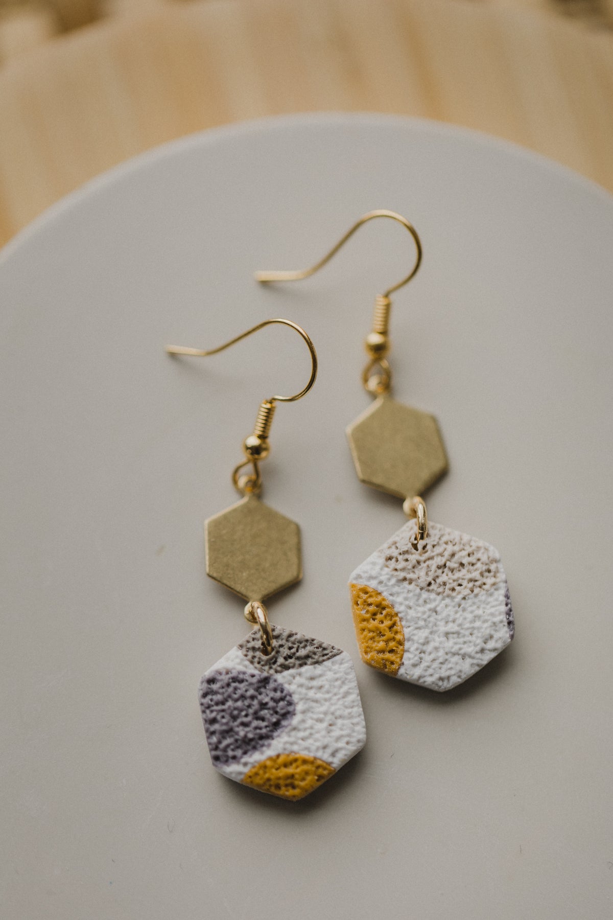 Bunte secheckige Terrazzo Ohrringe aus Polymer Ton
