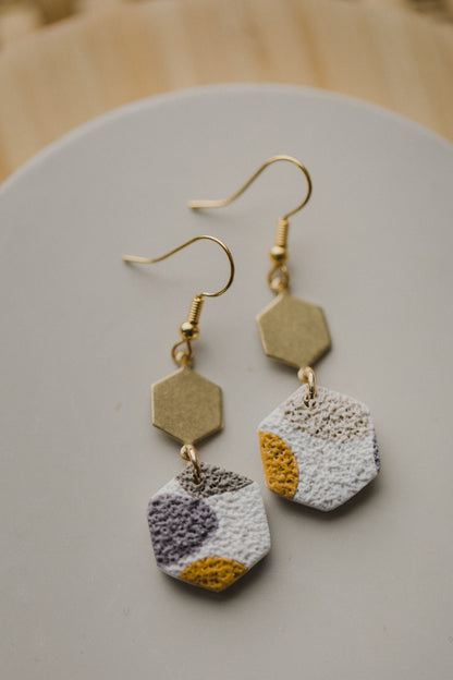 Bunte secheckige Terrazzo Ohrringe aus  Polymer Ton