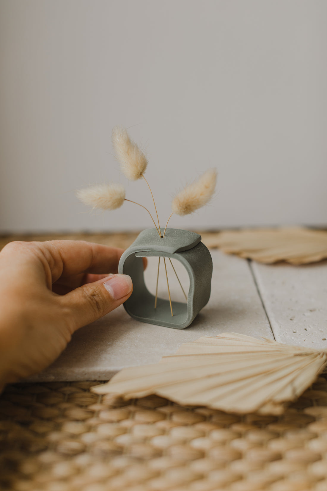 Polymer Clay Vase, Eucalyptus Green