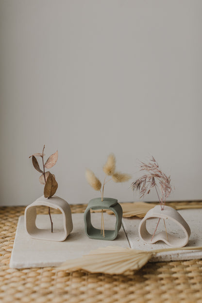 Polymer Ton Vase, Eukalyptus Grün