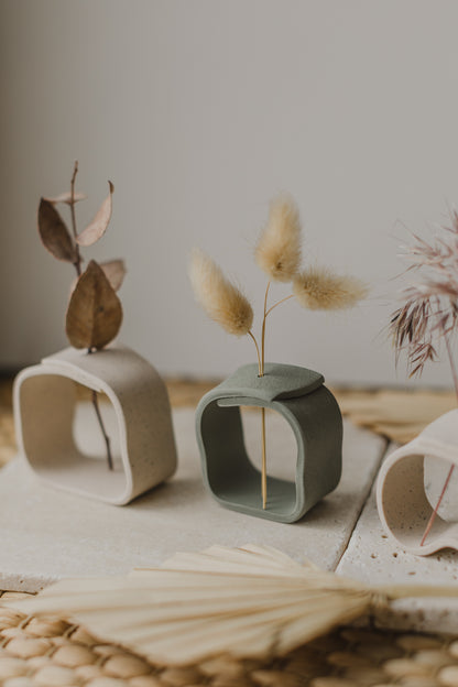 Polymer Ton Vase, Eukalyptus Grün