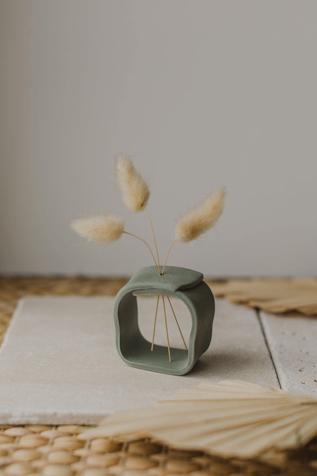 Polymer Clay Vase, Eucalyptus Green
