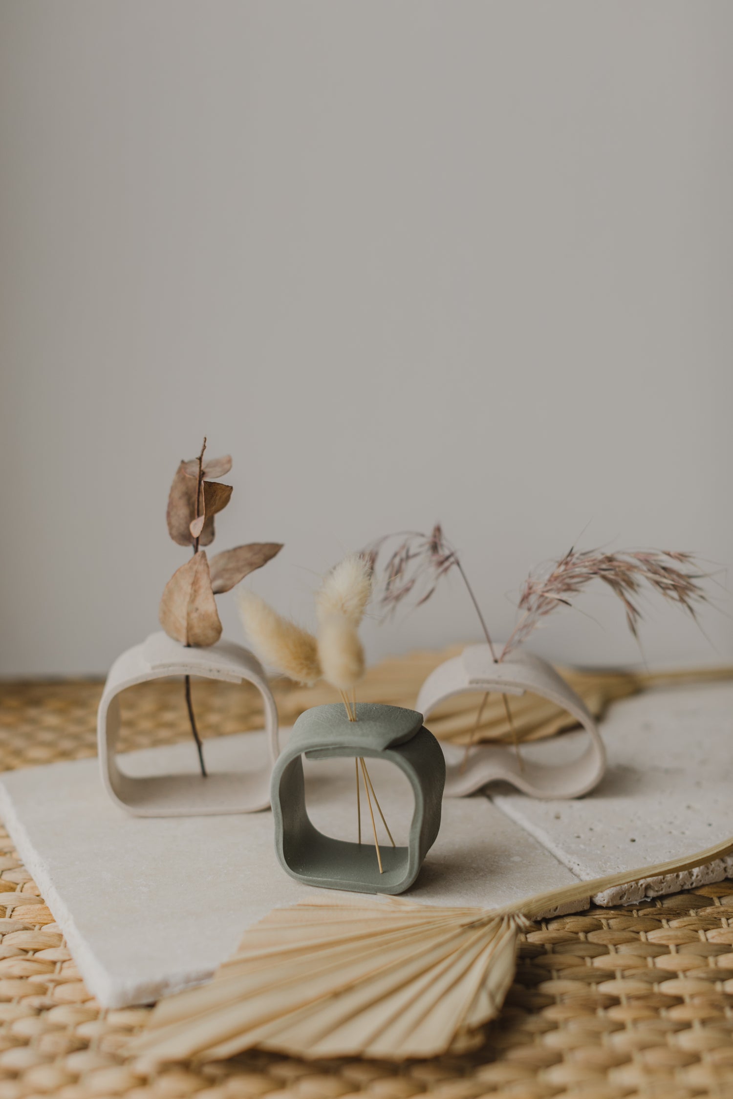 Polymer Ton Vase, Eukalyptus Grün