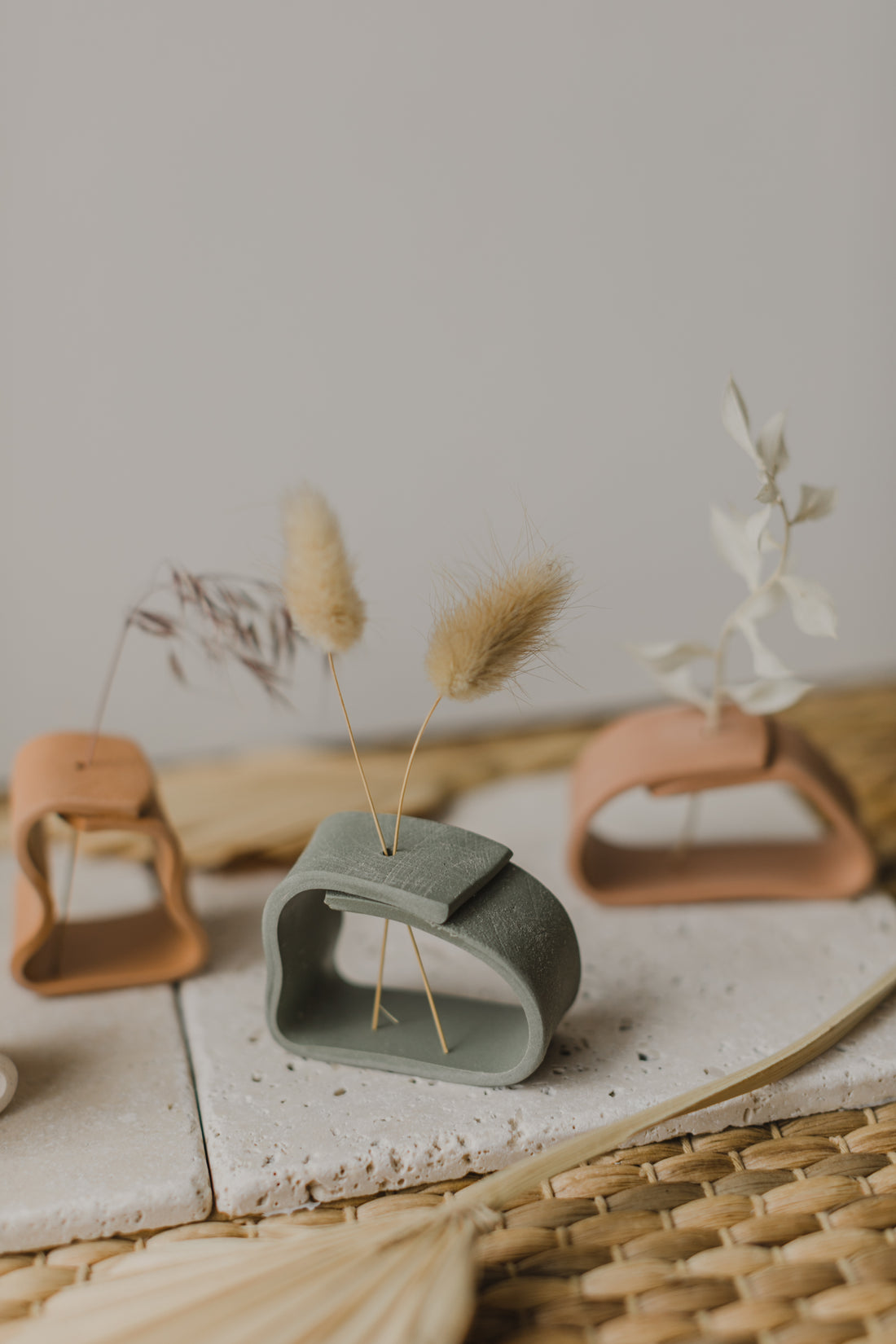 Polymer Clay Vase, Eucalyptus Green