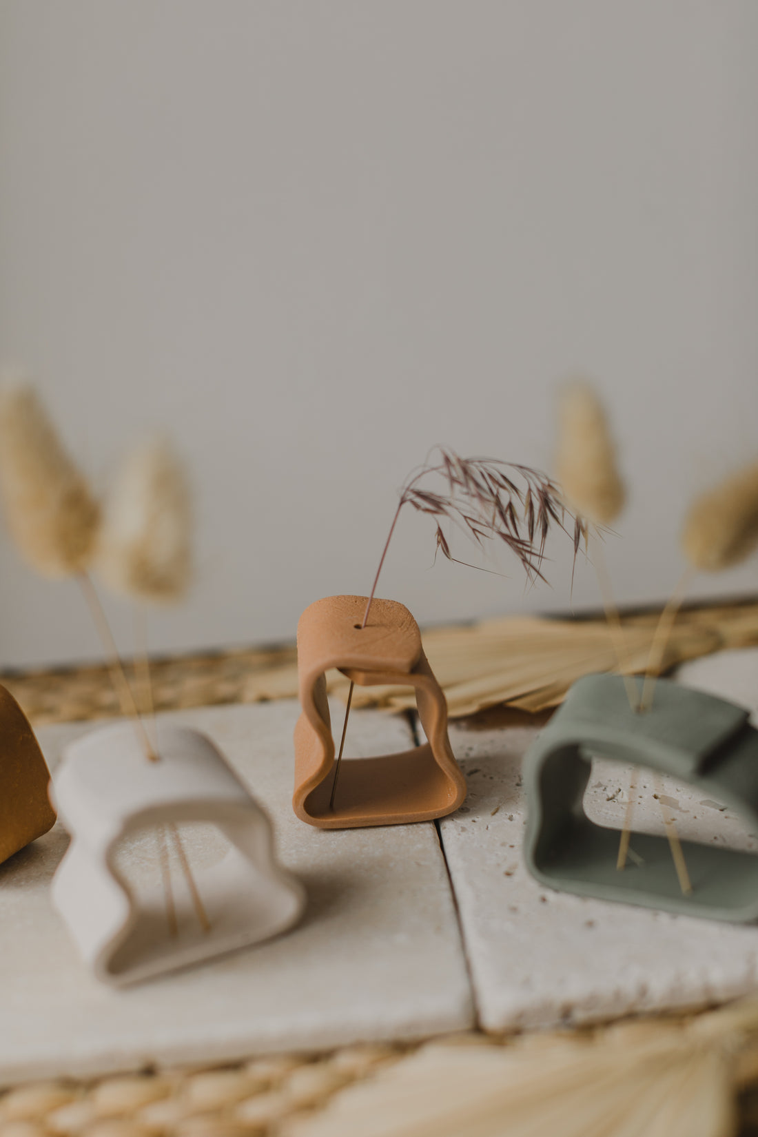 Polymer clay vase, soft tangerine
