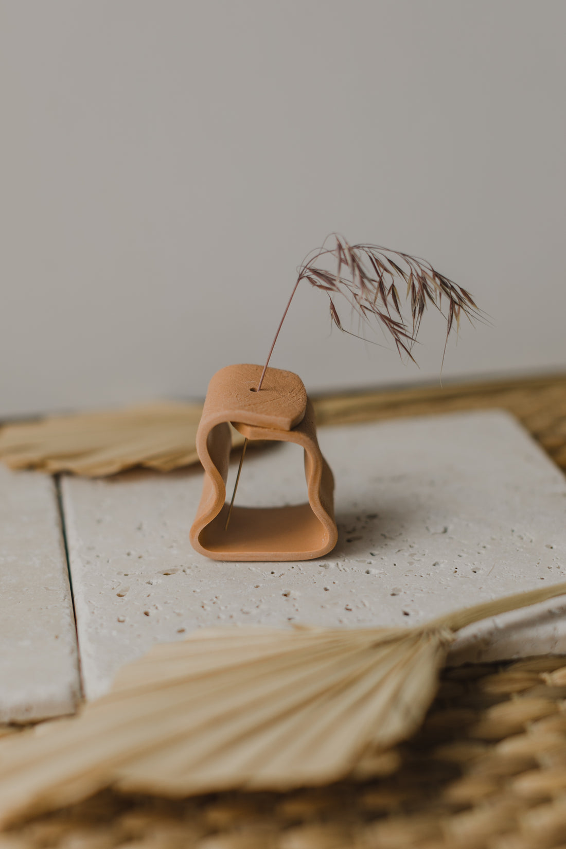 Polymer clay vase, soft tangerine