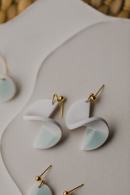 three-colored polymer clay earrings in ceramic look