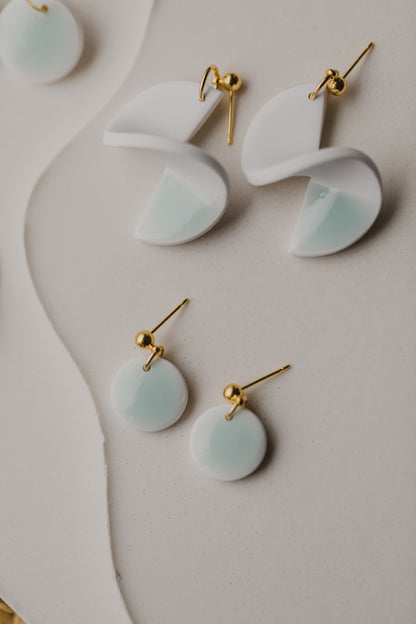 three-colored polymer clay earrings in ceramic look