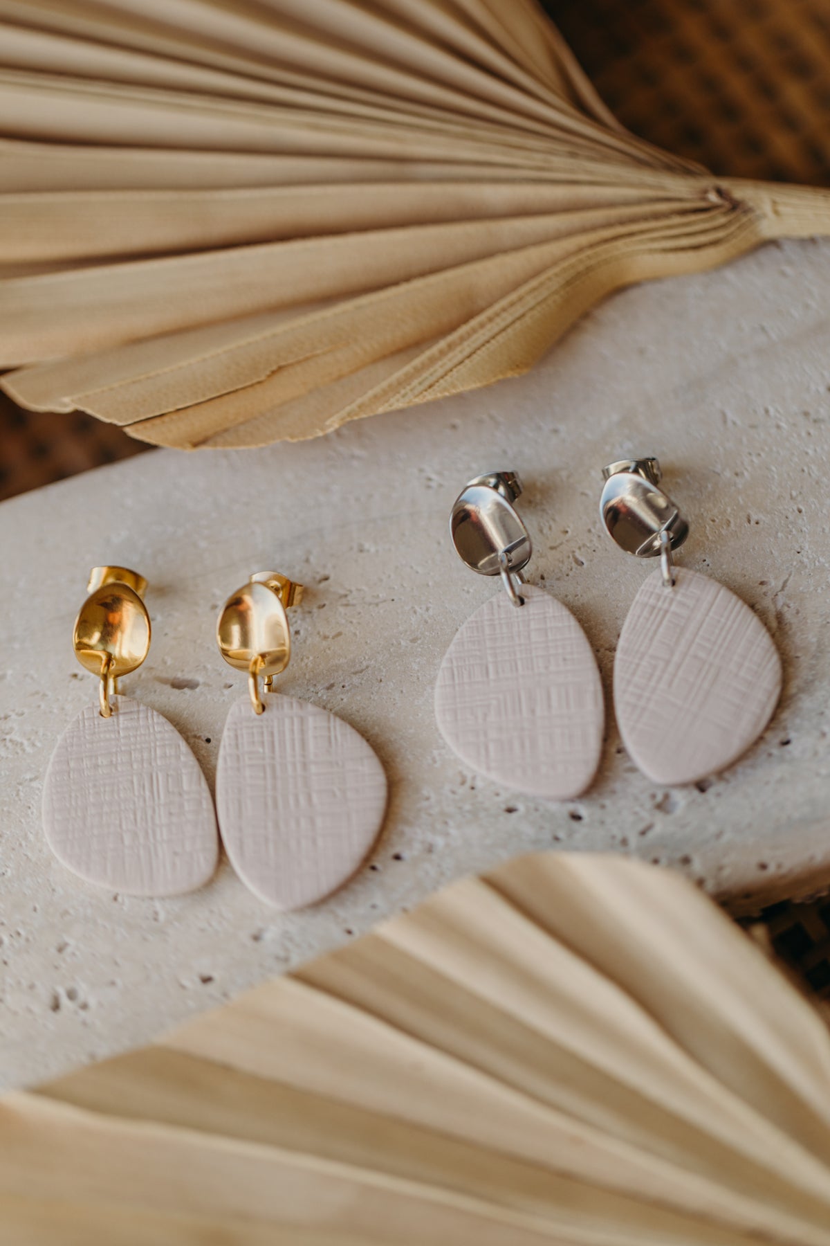 SCULLY - helle ovale Ohrringe aus Polymer Ton Ohrringe mit Muster