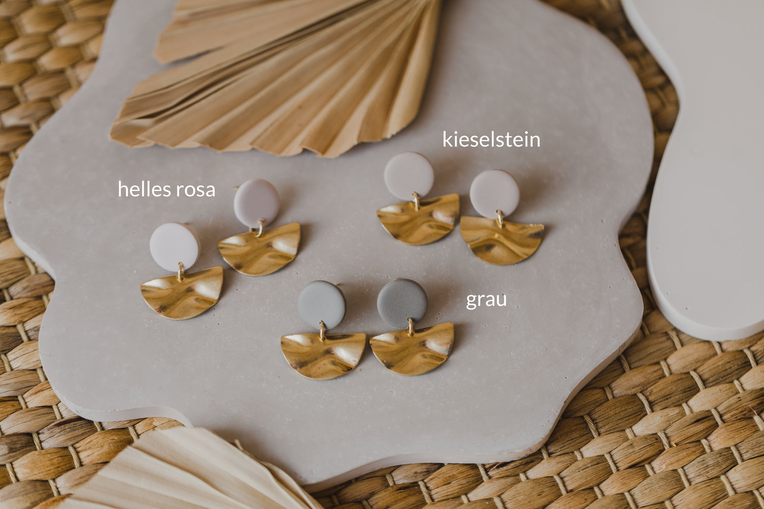 runde Polymer Ton Ohrring Halbkreis