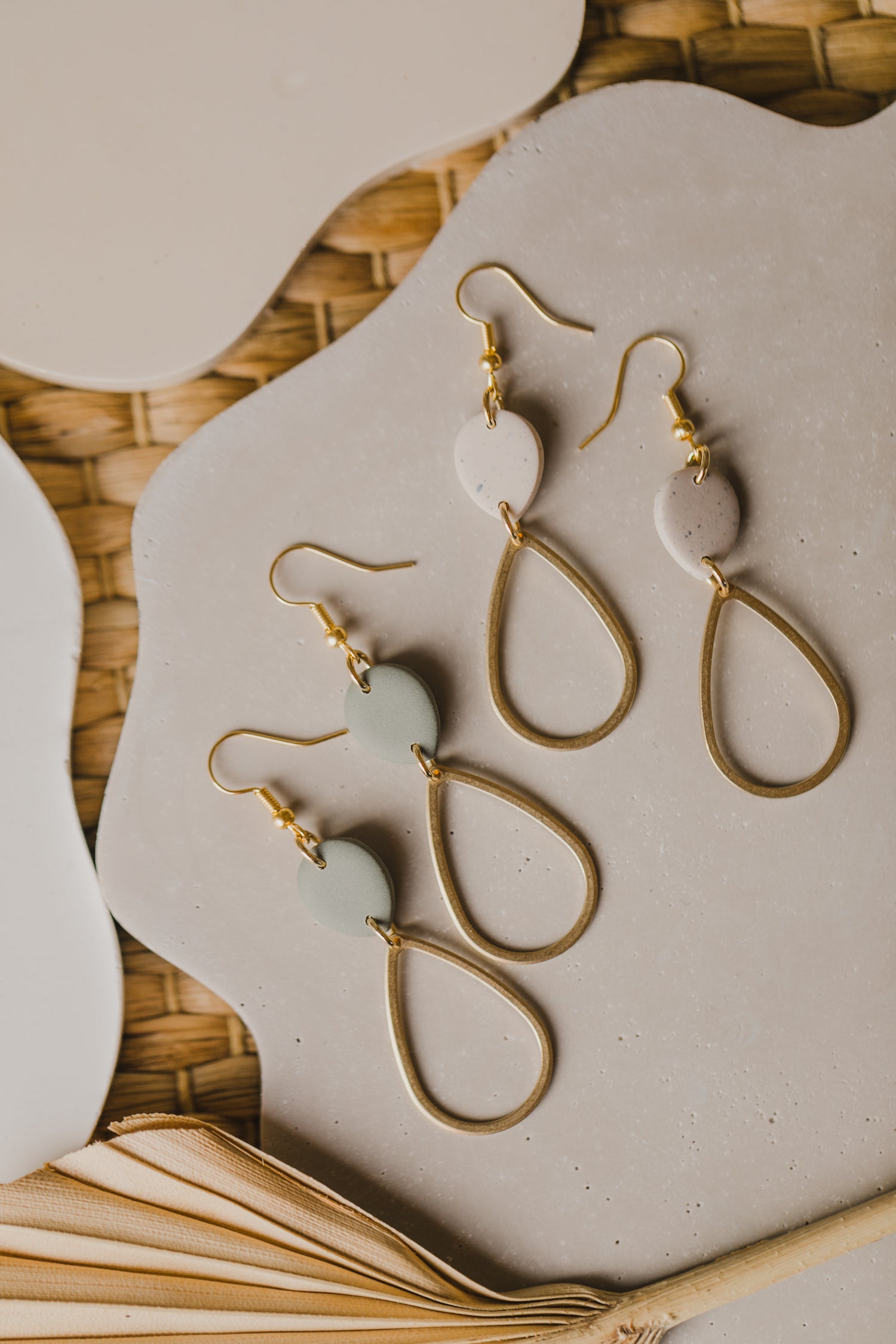 Polymer Clay Earring in Eucalyptus Green